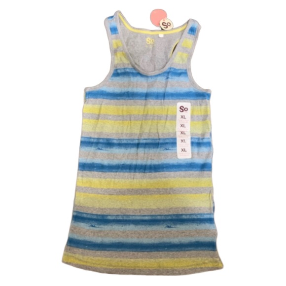 SO Ribbed Racerback Gray, Yellow, And Blue Tank Top Size XL - Picture 2 of 8